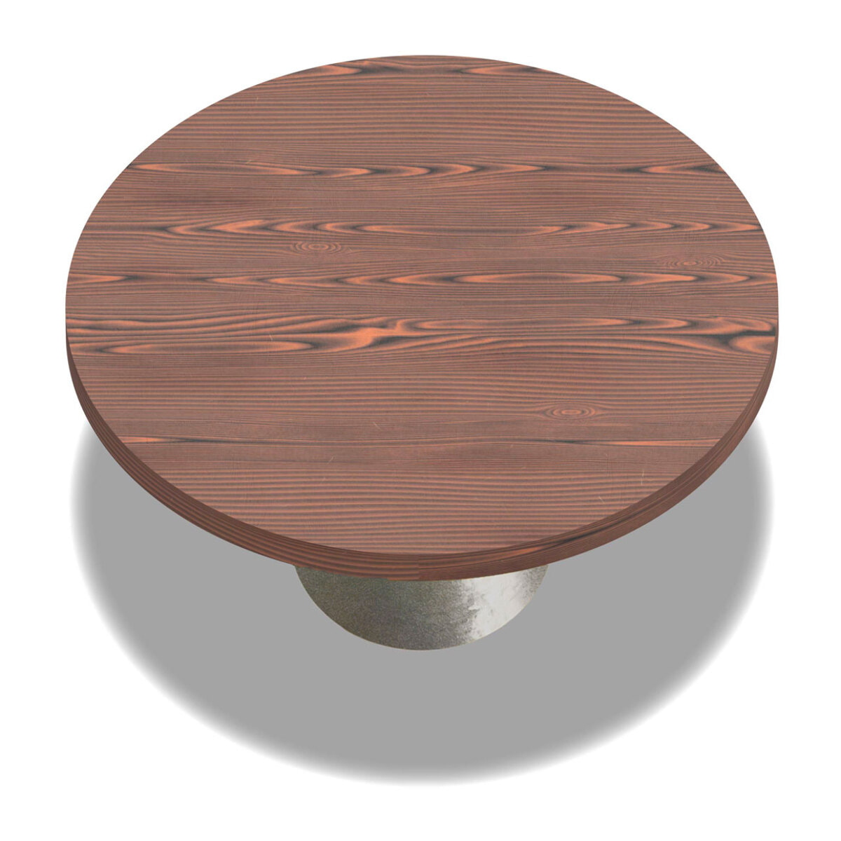 Artù Brass - Tavolo da pranzo rotondo Ø 120 cm in legno laminato con base a cono in metallo, top legno scuro