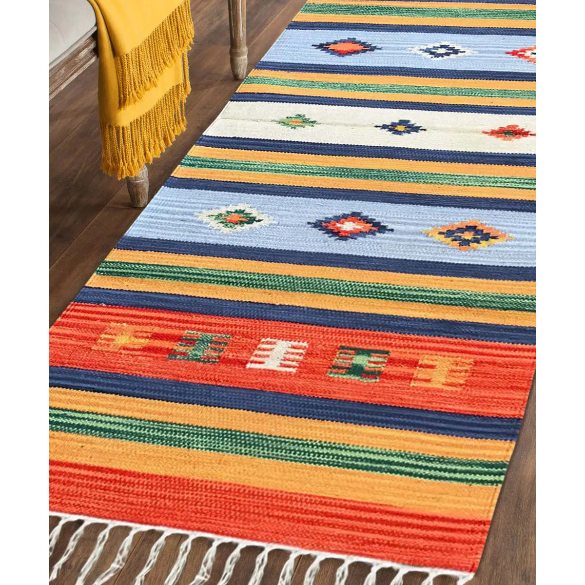 Tappeto kilim multiuso 100% cotone lavabile Tappeto salotto, soggiorno, camera da letto