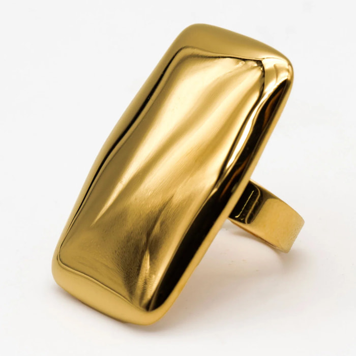 Anillo rectangular ajustable dorado