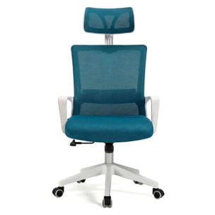 Silla de oficina ergonómica en blanco y turquesa 111-121x51 cm Dafne Tex Blanco - Turquesa