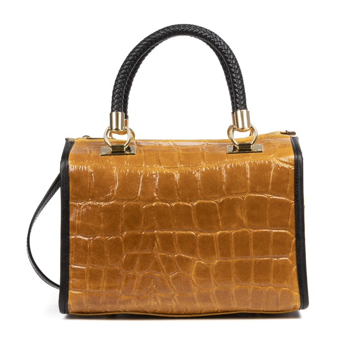 Catena Borsa tote Donna.Pelle autentica Camoscio Incisa Coccodrillo Grande