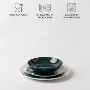 Servizio piatti 18 pezzi in ceramica - VERDE