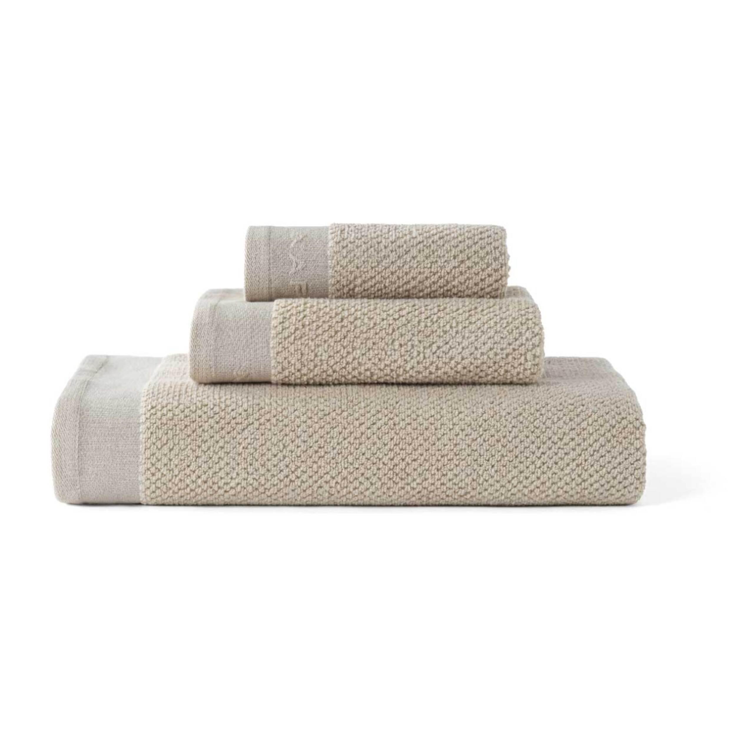 Set de 3 toallas LIVING - 500 gr/m2 - 30x50+50x90+90x150 cm beige