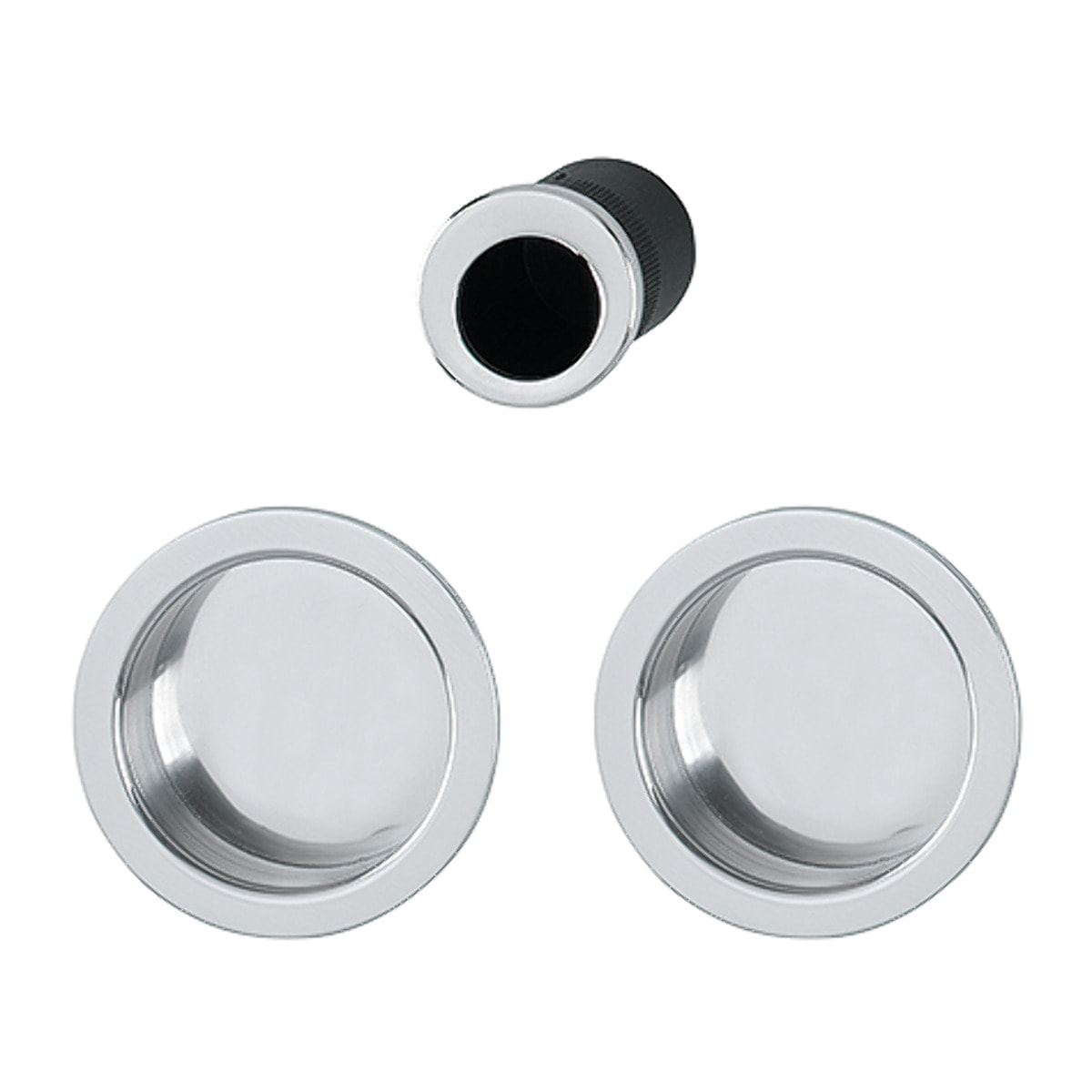 Set 5 aluminium pour porte coulissante 4920 F249 ronde aspect chromé brillant, aveugle sans gâche, cuvette + doigt - HOPPE - 3947857