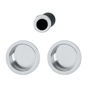 Set 5 aluminium pour porte coulissante 4920 F249 ronde aspect chromé brillant, aveugle sans gâche, cuvette + doigt - HOPPE - 3947857