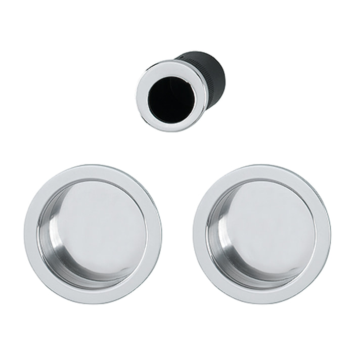 Set 5 aluminium pour porte coulissante 4920 F249 ronde aspect chromé brillant, aveugle sans gâche, cuvette + doigt - HOPPE - 3947857