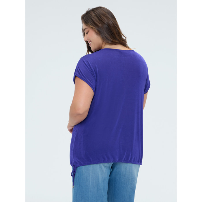 Fiorella Rubino - T-shirt in jersey con coulisse - Viola