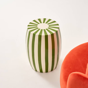 Table d'appoint. bout de canapé. table de chevet acier émaillé. vert et blanc Ø35 x H 46cm - Mizzy