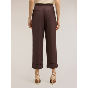 Motivi - Pantaloni cropped con risvolto - Marrone