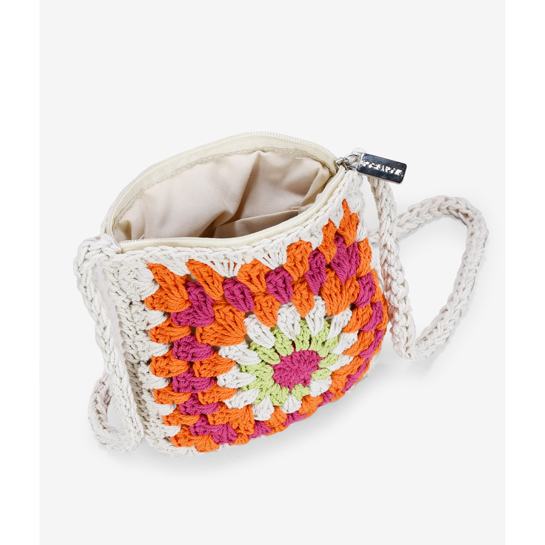 Bolso crochet pequeño rosa y multicolor