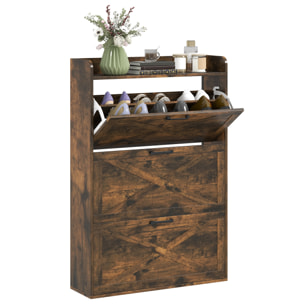 Mueble Zapatero de 3 Puertas Zapatero Estrecho con Estantes Ajustables Estilo Industrial para 24 Pares de Zapatos Mueble Auxiliar para Recibidor Entrada 80x24x118 cm Marrón Rústico