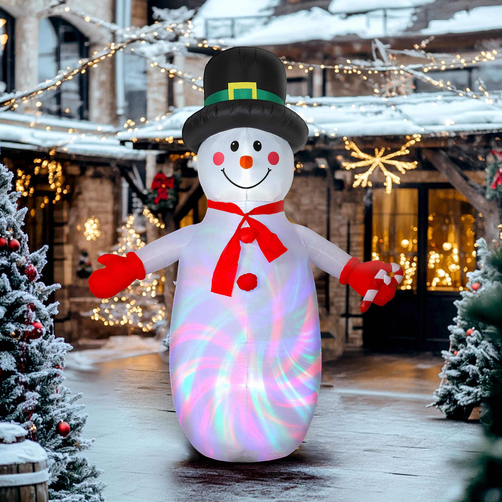 Bonhomme de neige gonflable LED Noël H.240cm matériel fixation et souffleur inclus
