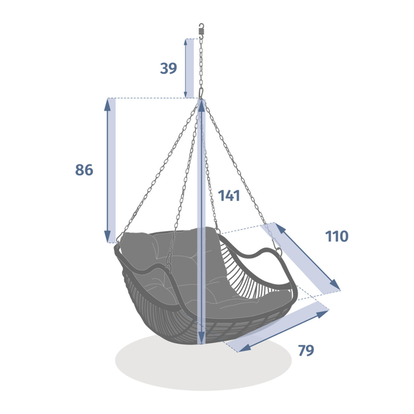Fauteuil œuf suspendu "Gibraltar" ardoise en acier traité en epoxy