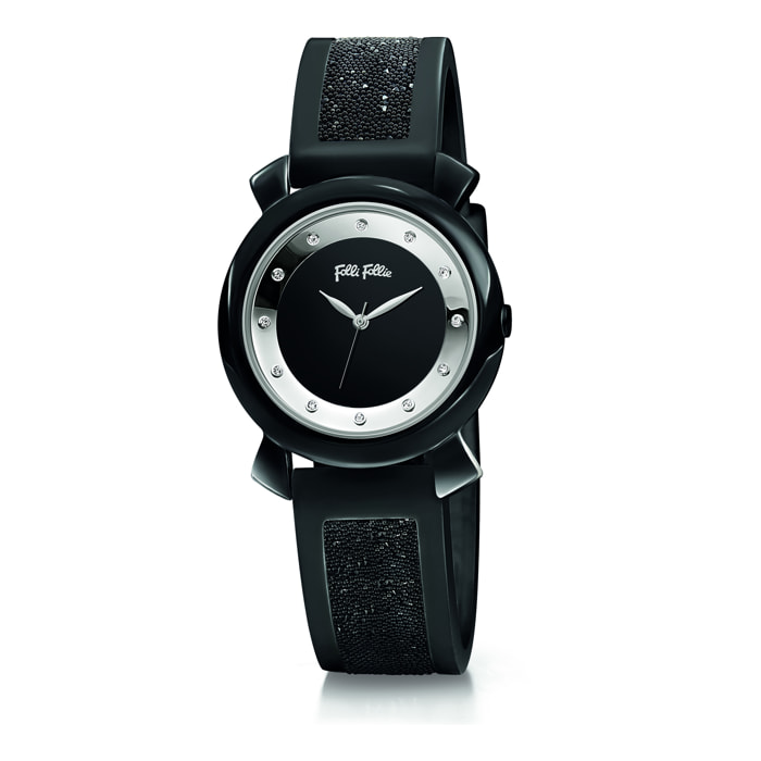 Reloj Folli Follie WF15T013ZSK Mujer Analogico Cuarzo con Correa de Negro
