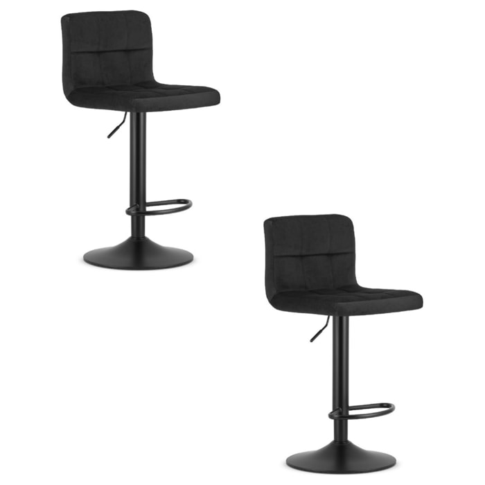 Set di 2 sgabelli bar girevoli Prot in velluto nero