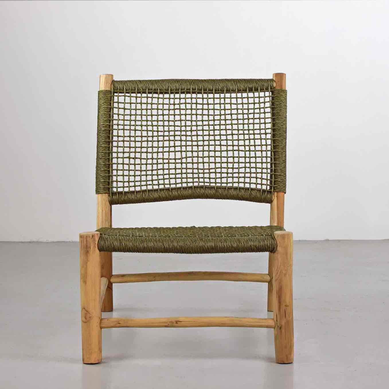 Set da giardino divano e 2 poltrone in teak e corda verde - Terra