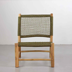 Set da giardino divano e 2 poltrone in teak e corda verde - Terra