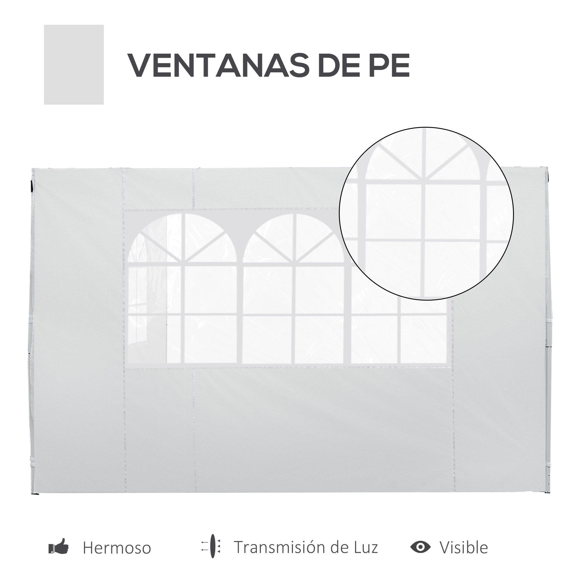 2 Paredes Laterales para Carpa de Oxford 3x2 m Blanco