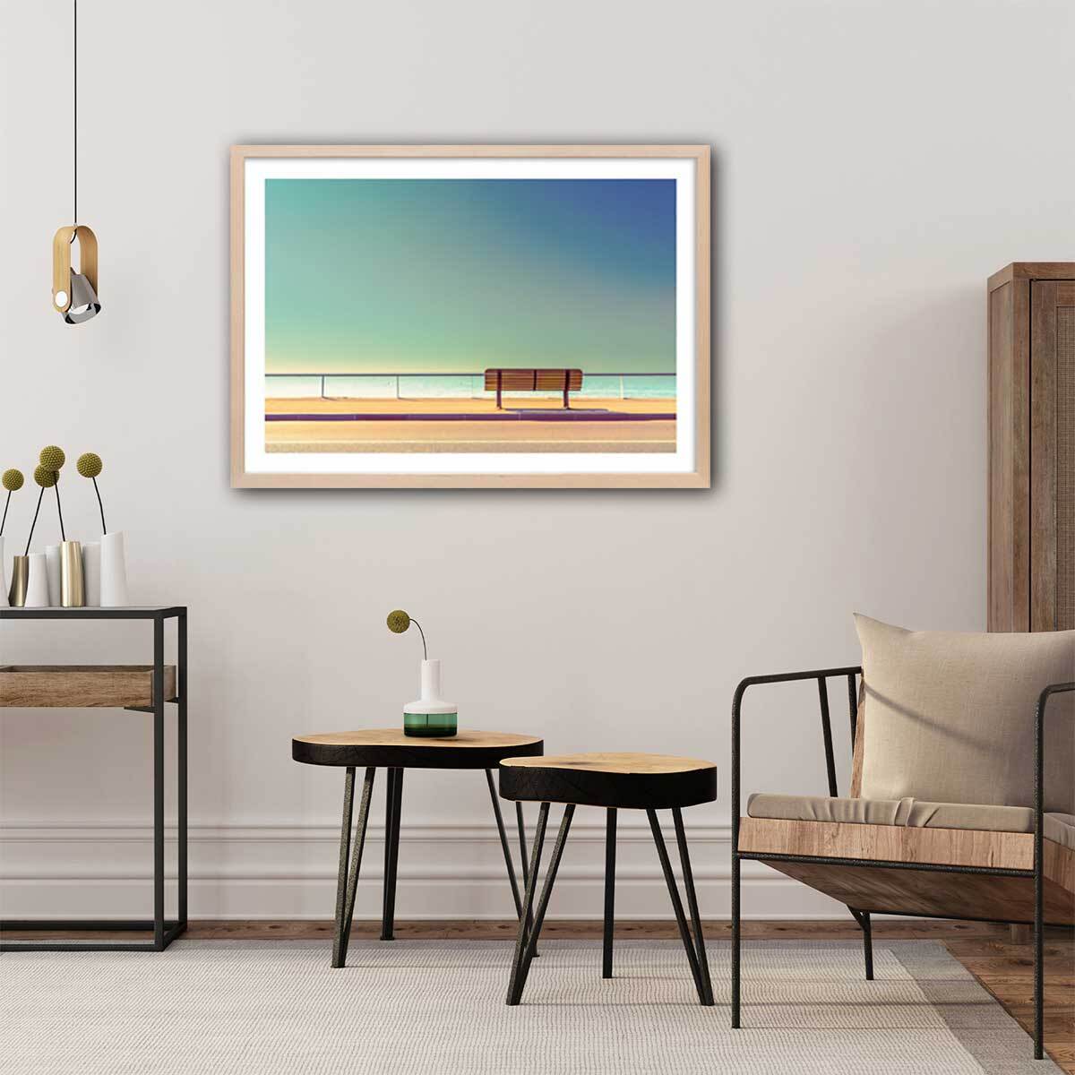 Affiche paysage pause balnéaire Affiche + cadre en bois - Chêne