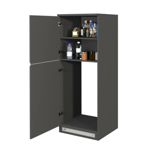 Dispensa da cucina Dcasasol, Mobile multiuso, Armadio porta frigo a 2 ante, 100% Made in Italy, 60x60h165 cm, Antracite e Ardesia