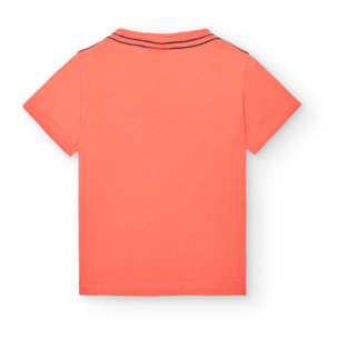 Camiseta niÃ±o, mangas cortas estampada, naranja