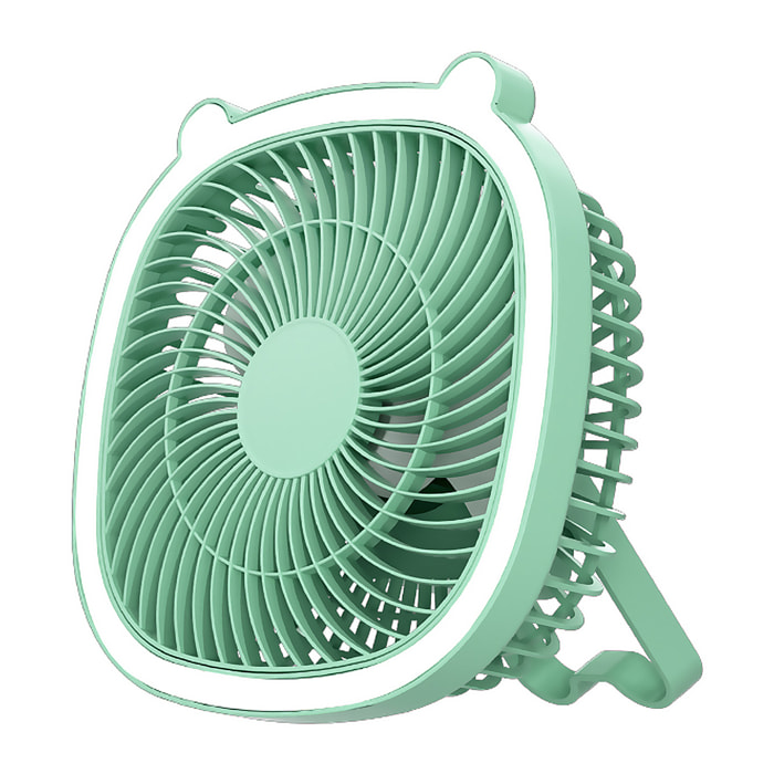 DAM Ventilador portátil de 5W, con batería recargable, luz ambiental, y 3 velocidades. 19,5x7,5x19,5 Cm. Color: Verde