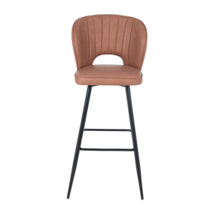 Set de 2 taburetes – Polipiel marrón y metal negro