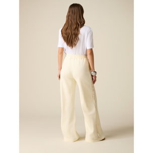 Oltre - Pantaloni palazzo in felpa con paillettes - Bianco