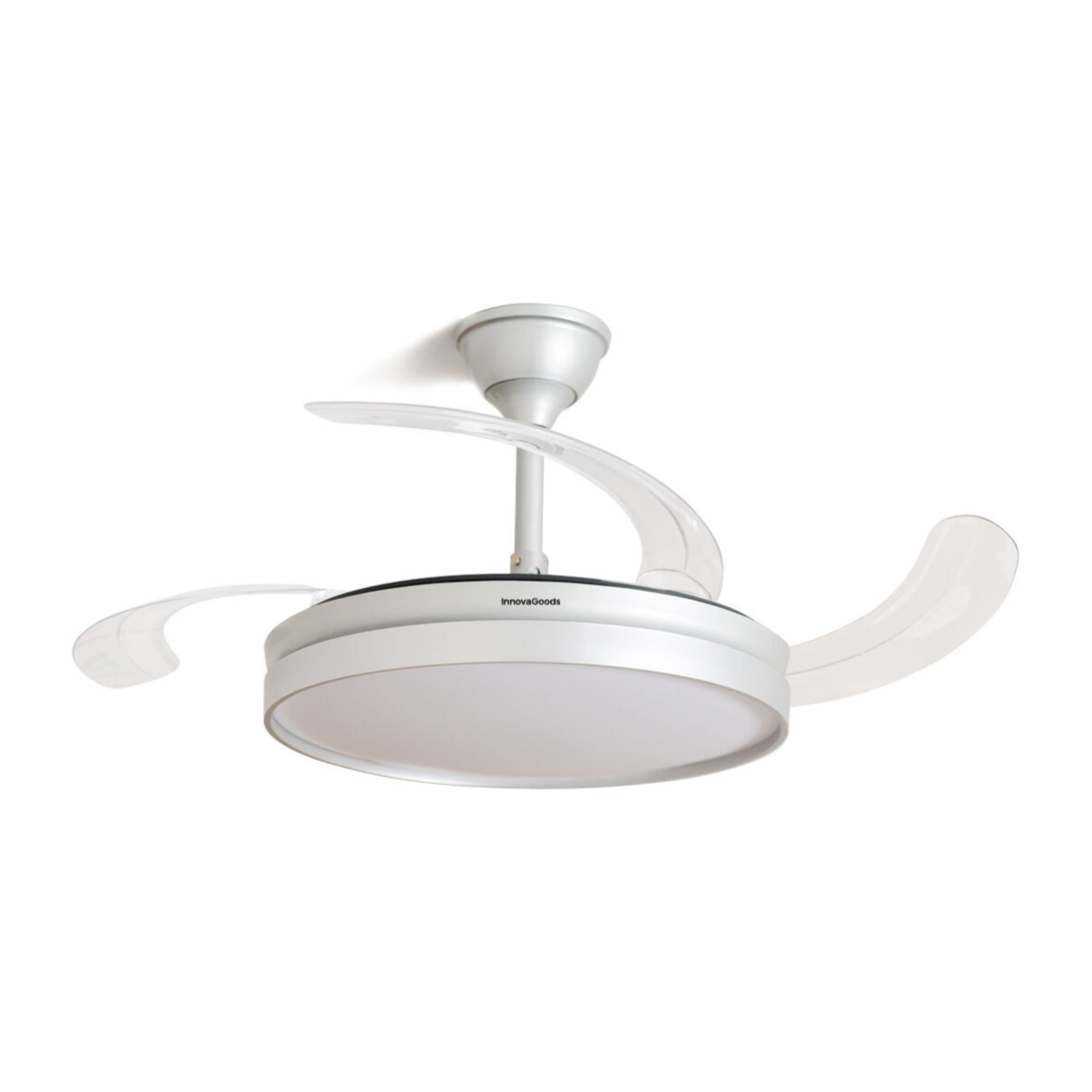 Ventilateur de Plafond avec Lumière LED et 4 Pales Rétractables Silteez InnovaGoods Argenté 80 W Ø49-104 cm