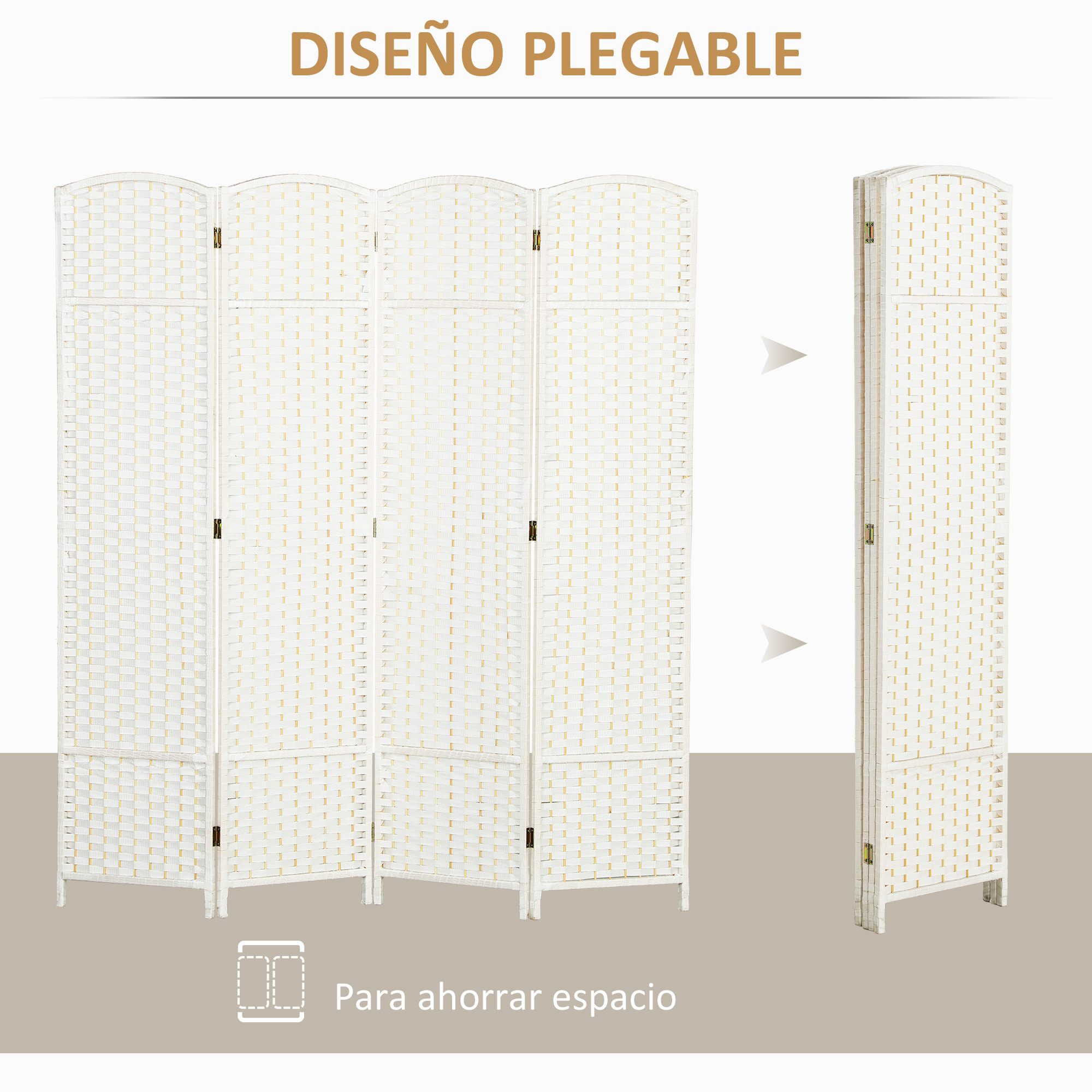 Biombo de 4 Paneles Separador de Ambientes Plegable 160x170 cm Biombo Separador de Ambientes para Salón Dormitorio Oficina