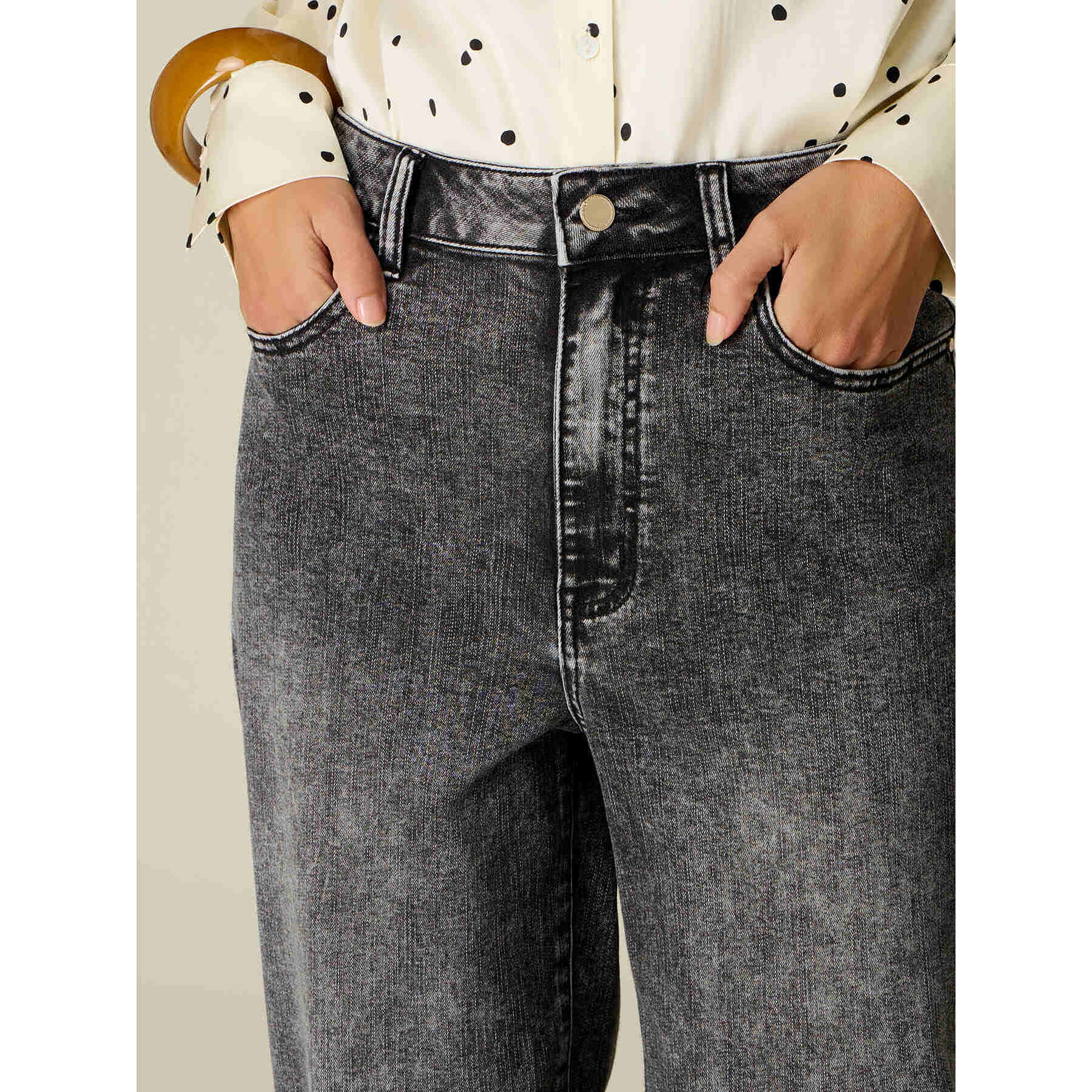 Oltre - Jeans boyfit stone washed - Grigio