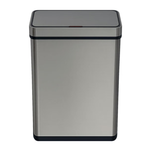 Cubo de basura de color metálico en acero inoxidable con sensor automático y filtro antiolor.