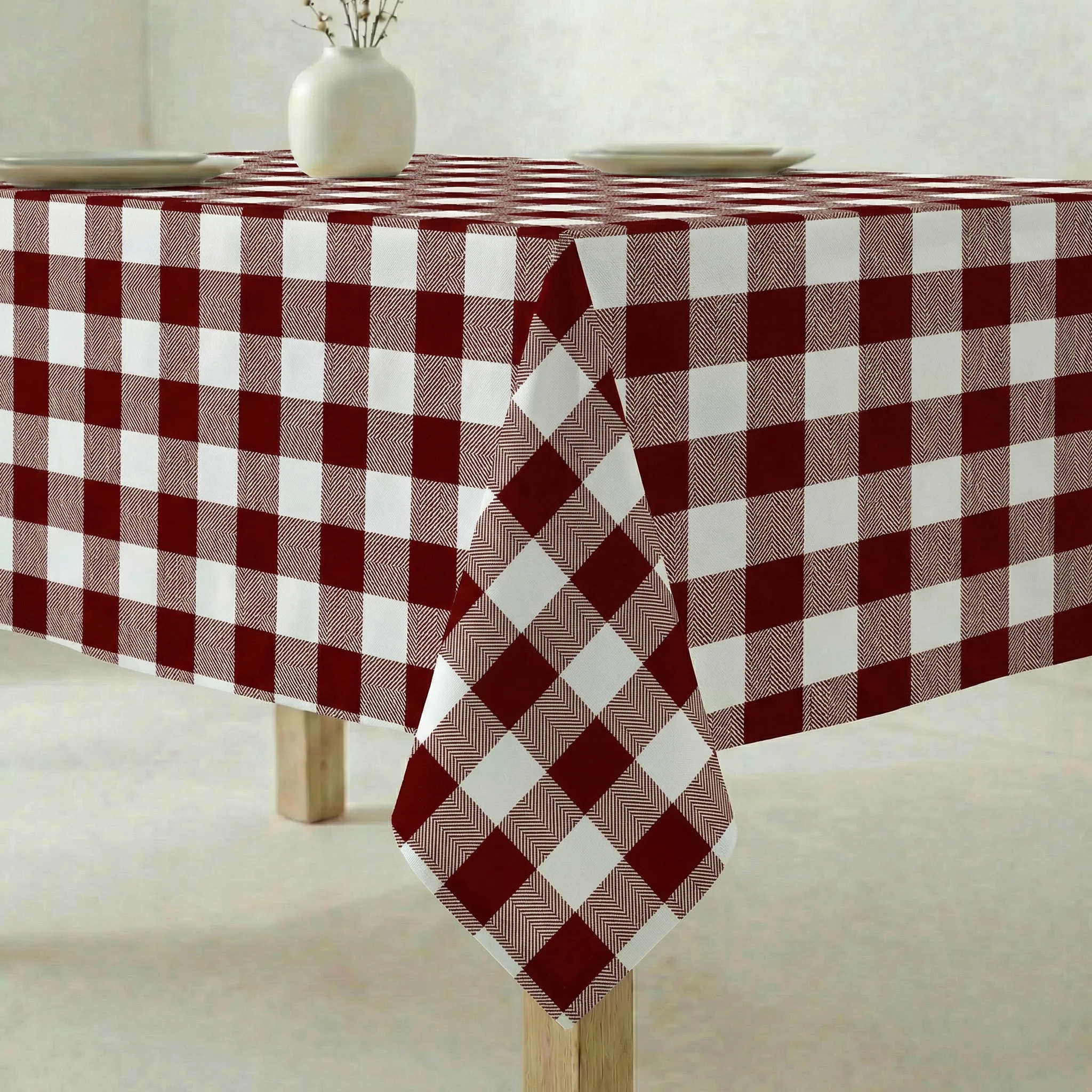 Nappe antitache au toucher tissu imperméable Carreaux grenat