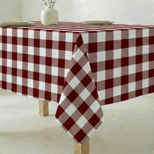 Nappe antitache au toucher tissu imperméable Carreaux grenat