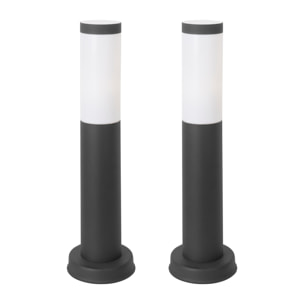 Koral (2uds) Baliza Exterior para Jardín Resistente al Agua IP55. Bolardo de Acero Inoxidable Gris Urbano 23W