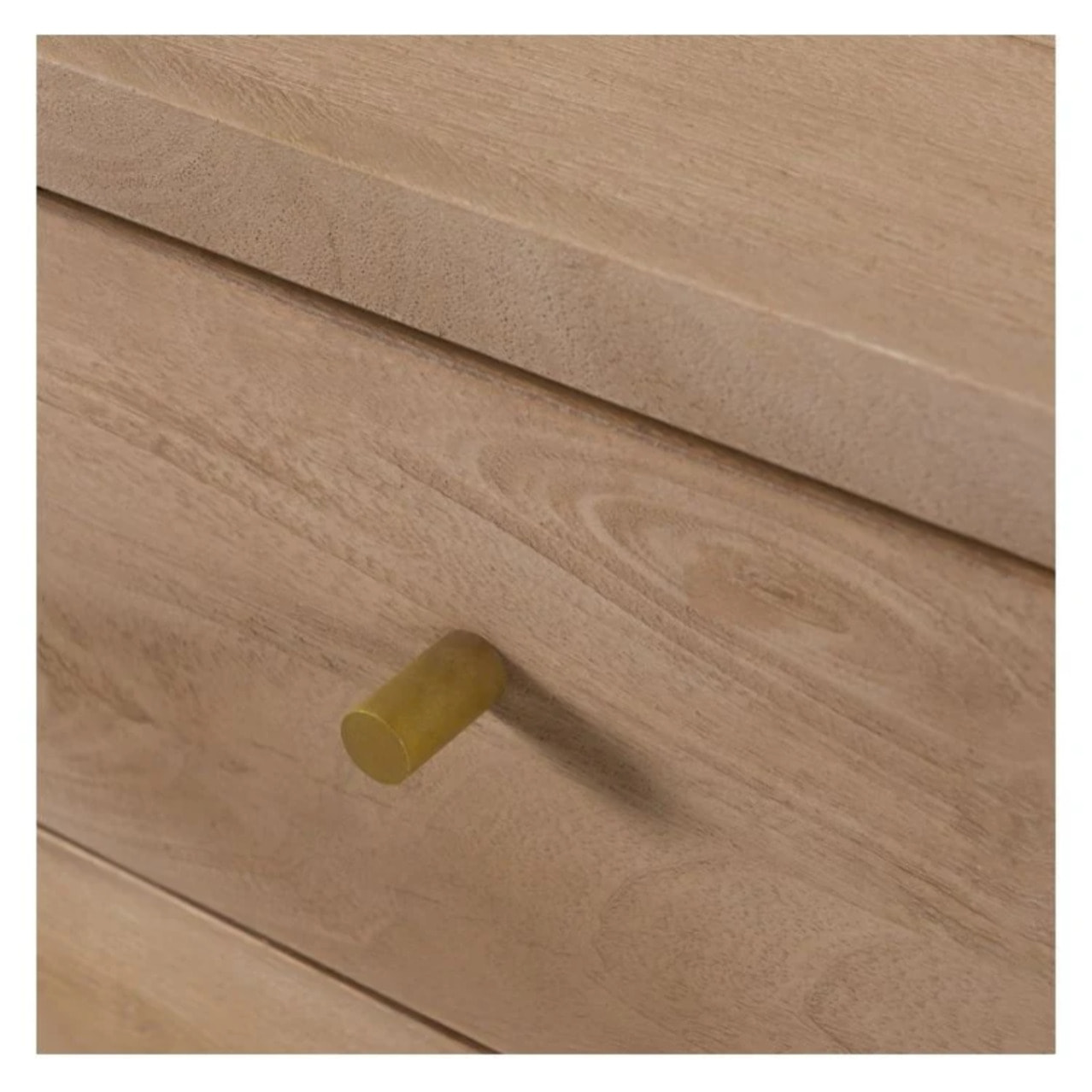 Commode 8 tiroirs en bois de manguier et pieds en métal doré - Bran