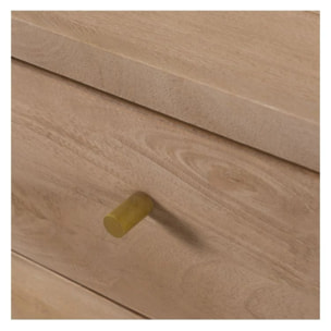 Commode 8 tiroirs en bois de manguier et pieds en métal doré - Bran