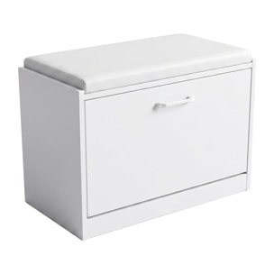 Kaizen - Panca da Ingresso con Scarpiera 63x47x30 cm 9 paia Portascarpe con Cuscino in Legno Bianco