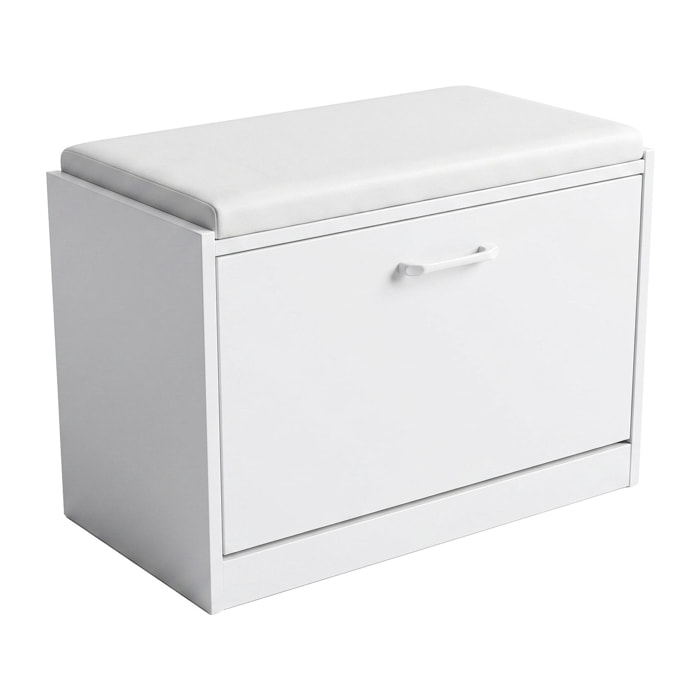 Kaizen - Panca da Ingresso con Scarpiera 63x47x30 cm 9 paia Portascarpe con Cuscino in Legno Bianco