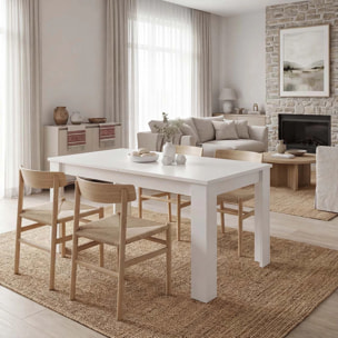 Mesa de comedor extensible en blanco mate 140-190x90 cm Sira Blanco Artik (Blanco Mate)