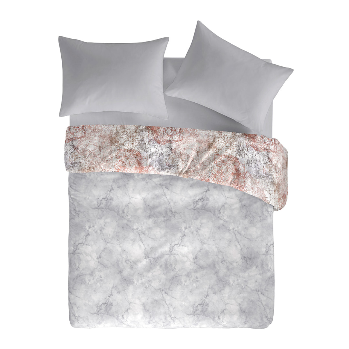 Housse de couette réversible OBA en coton percale - gris - vendue seule