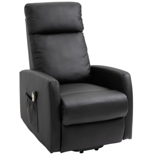 Fauteuil de relaxation électrique fauteuil releveur inclinable repose-pied ajustable revêtement synthétique noir