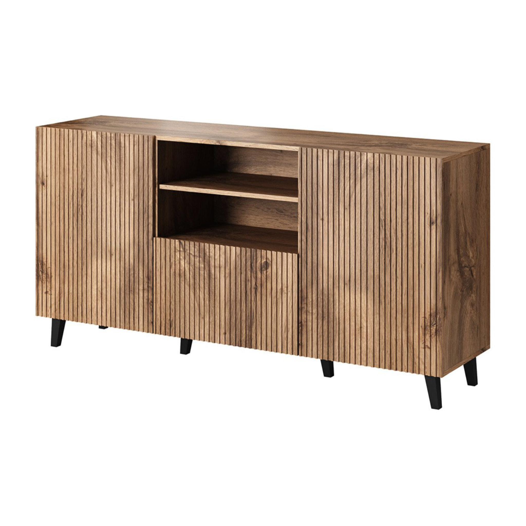 Come - buffet bas - effet bois - 2 portes, 1 tiroir et 1 niche - 150 cm - Bois
