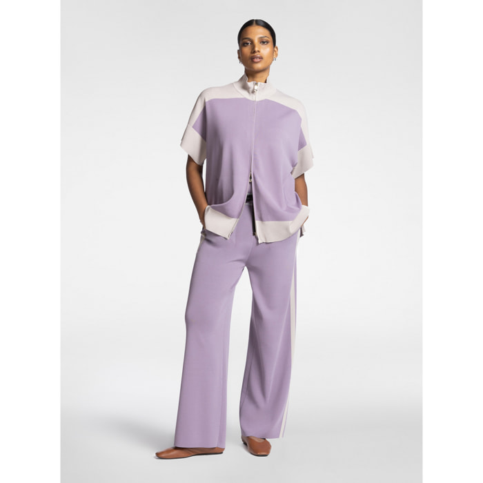 Elena Mirò - Pantalones palazzo mezcla viscosa - Violeta