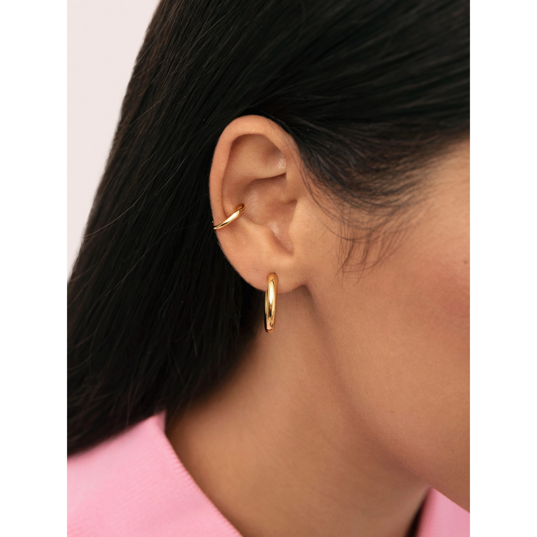 Pendiente Suelto Ear Cuff Gota Plata Baño Oro