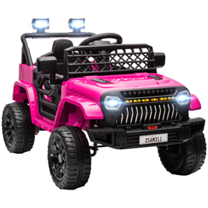 Coche Eléctrico para Niños de +3 Años Coche Eléctrico Infantil de Batería 12V con Mando a Distancia Velocidad Ajustable USB Faros Bocina Rosa Fucsia