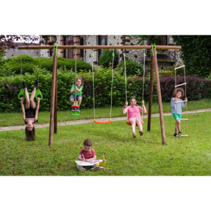 Portique bois poutre métal 2,30 m Techwood Premium BAYANO - 6 enfants