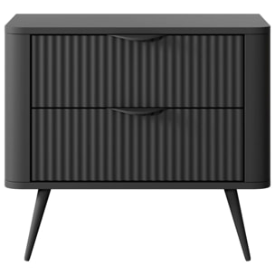 Comodino Moderno Elegante Con 2 Cassetti Capienti e Piedini Alti Camera Da Letto 63.2 x 38 x 55.3 cm Nero