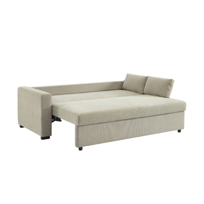 Canapé convertible 3 places tissu chenille beige L 211 x P 90 x H 86 cm - Easy