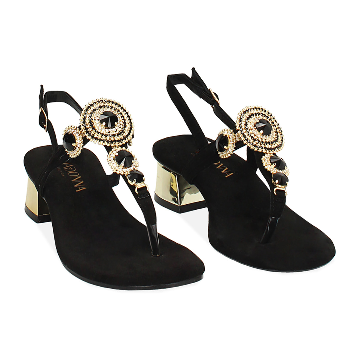 Sandalo con tacco basso donna nero